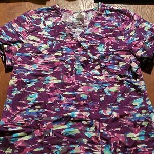 Purple/multi color scrub top
